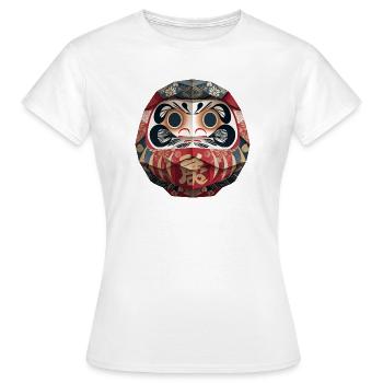 Geometrische Daruma Muster Origami Daruma  - Frauen T-Shirt - Weiß - Vorne - AI Model Female 172 dark (172cm)