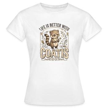 Das Leben ist mit Nasenbären einfach besser. - Frauen T-Shirt - Weiß - Vorne - AI Model Female 172 dark (172cm)