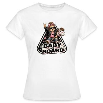 Baby on Board Rocker Stil - Frauen T-Shirt - Weiß - Vorne - AI Model Female 172 dark (172cm)
