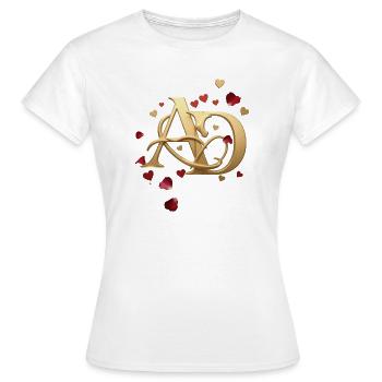 Goldene Initialen Liebesherz - Frauen T-Shirt - Weiß - Vorne - AI Model Female 172 dark (172cm)