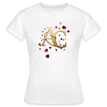 Monogramme doré AC avec cœur - T-shirt Femme - blanc - Devant - AI Model Female 172 dark (172cm)