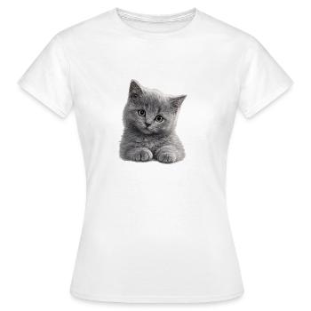 Petit chaton gris câlin - T-shirt Femme - blanc - Devant - AI Model Female 172 dark (172cm)