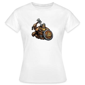 Guerrier viking avec bouclier - T-shirt Femme - blanc - Devant - AI Model Female 172 dark (172cm)