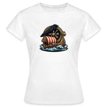 Rabenruder Viking-Schiff Emblem - Frauen T-Shirt - Weiß - Vorne - AI Model Female 172 dark (172cm)