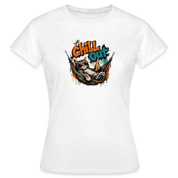 Chill out katze in Hängematte - Frauen T-Shirt - Weiß - Vorne - AI Model Female 172 dark (172cm)