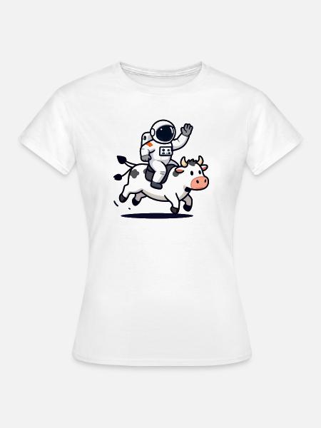 Astronauten-Bullenritt - Frauen T-Shirt - Weiß