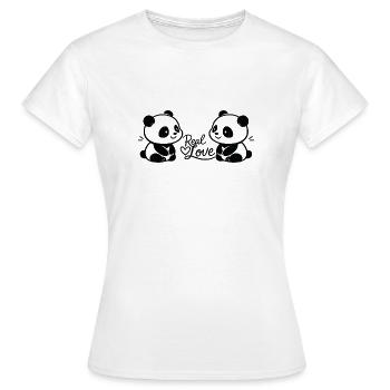 Real Love - Panda Pärchen - Frauen T-Shirt - Weiß - Vorne - AI Model Female 172 dark (172cm)