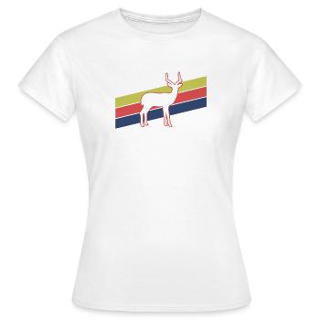 Antelope Retro Stripes – Safari Wildlife - T-shirt Femme - blanc - Devant - AI Model Female 172 dark (172cm)