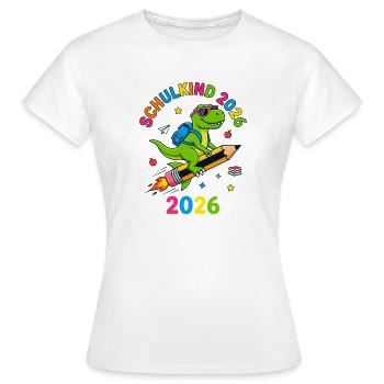Schulkind 2026 Dino T-Rex Einschulung - Frauen T-Shirt - Weiß - Vorne - AI Model Female 172 dark (172cm)