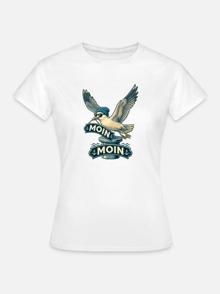 Coole Möwe Moin Moin Norddeutschland - Frauen T-Shirt - Weiß