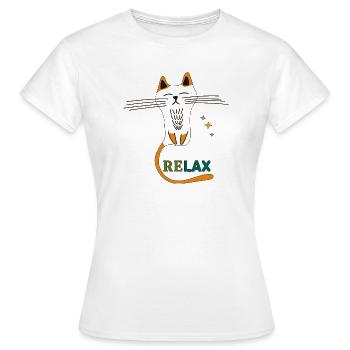 Katze beim Relaxen - Frauen T-Shirt - Weiß - Vorne - AI Model Female 172 dark (172cm)