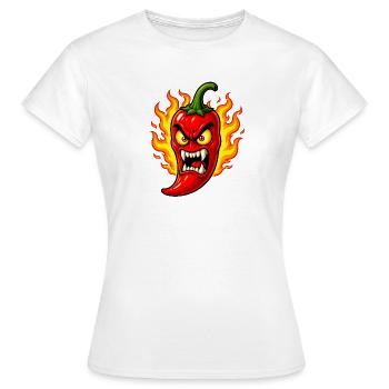 Wütende Chili Schote – Feuer Scharfes Cartoon Desi - Frauen T-Shirt - Weiß - Vorne - AI Model Female 172 dark (172cm)