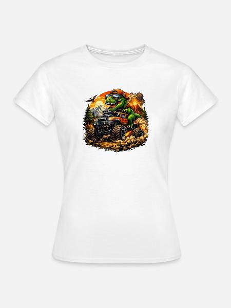 Dino MonsterTruck Abenteuer - Frauen T-Shirt - Weiß