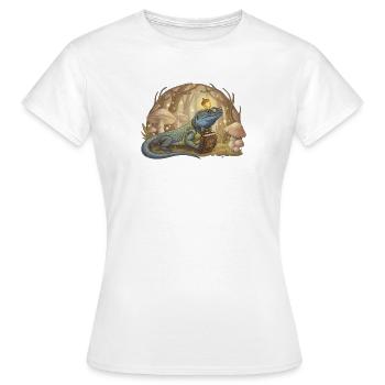 Eidechse mit Ornament liest Tales - Frauen T-Shirt - Weiß - Vorne - AI Model Female 172 dark (172cm)