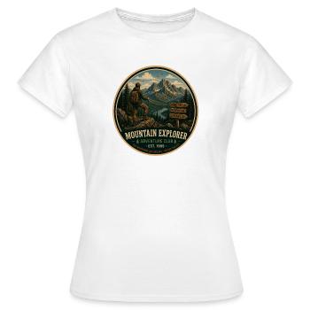 Mountain Explorer Vintage-Abenteuergrafik - Frauen T-Shirt - Weiß - Vorne - AI Model Female 172 dark (172cm)