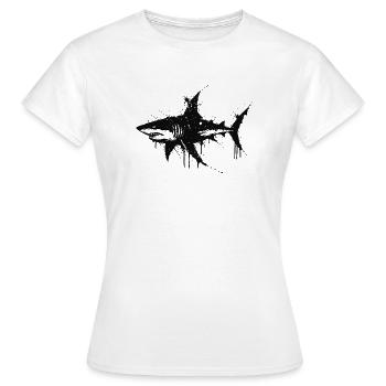 Black Splat Shark Aquarell - Frauen T-Shirt - Weiß - Vorne - AI Model Female 172 dark (172cm)