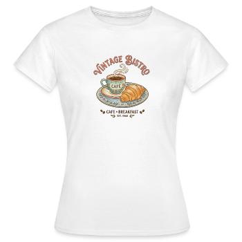 Vintage Bistro Kaffee Illustration - Frauen T-Shirt - Weiß - Vorne - AI Model Female 172 dark (172cm)
