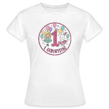 Erstes Geburtstag: Ballerina & Hase - Frauen T-Shirt - Weiß - Vorne - AI Model Female 172 dark (172cm)