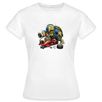 Schildkröte als Rennwagen-Mechaniker Boxenstopp - Frauen T-Shirt - Weiß - Vorne - AI Model Female 172 dark (172cm)