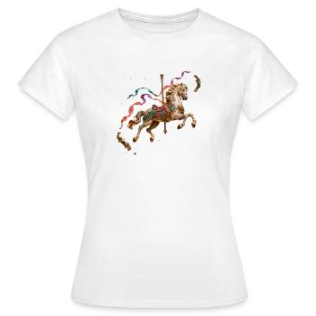 Gold merry-go-round horse and fairy ribbons - Women's T-Shirt - white - Front - AI Model Female 172 dark (172cm)