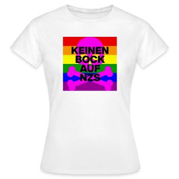 KEINEN BOCK AUF NZS, NO NZS, NO AFD, SKULL PINK - Frauen T-Shirt - Weiß - Vorne - AI Model Female 172 dark (172cm)