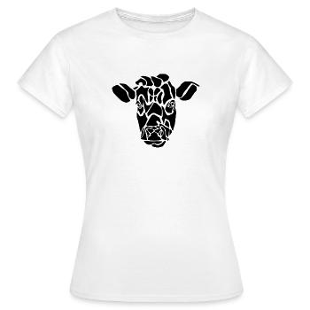Schwarze grafische Kuh – Geometrisches Porträt - Frauen T-Shirt - Weiß - Vorne - AI Model Female 172 dark (172cm)