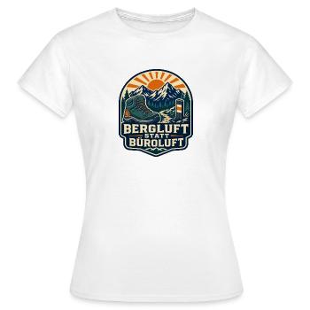 Bergluft statt Büroluft Wandern - Frauen T-Shirt - Weiß - Vorne - AI Model Female 172 dark (172cm)