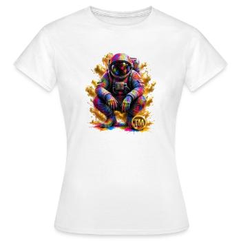 Farbenfrohe Weltraumastronautin - Frauen T-Shirt - Weiß - Vorne - AI Model Female 172 dark (172cm)