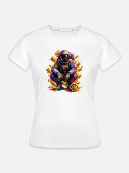 Farbenfrohe Weltraumastronautin - Frauen T-Shirt - Weiß