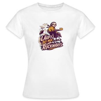 Läuft bei mir rückwärts – Büro Faultier - Frauen T-Shirt - Weiß - Vorne - AI Model Female 172 dark (172cm)
