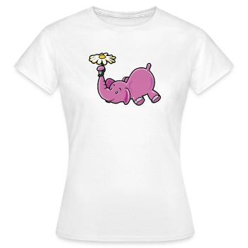 Éléphant rose avec Daisy - T-shirt Femme - blanc - Devant - AI Model Female 172 dark (172cm)