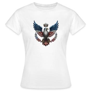Königlicher US Adler – Freiheit & Krone Wappen - Frauen T-Shirt - Weiß - Vorne - AI Model Female 172 dark (172cm)