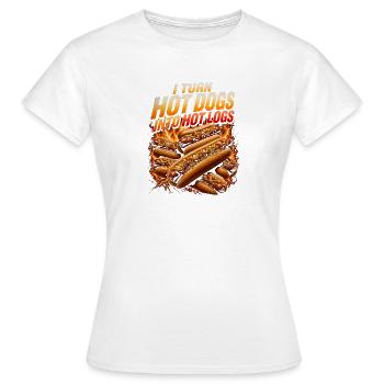 I turn hot dogs into hot logs (Funny - Women's T-Shirt - white - Front - AI Model Female 172 dark (172cm)
