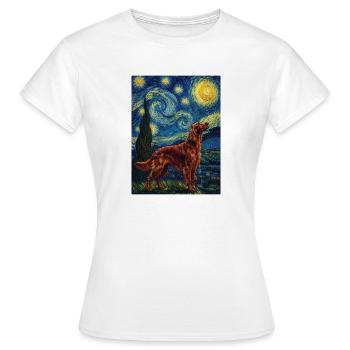 Nuit étoilée du setter irlandais - Maman du chien setter rouge Papa - T-shirt Femme - blanc - Devant - AI Model Female 172 dark (172cm)