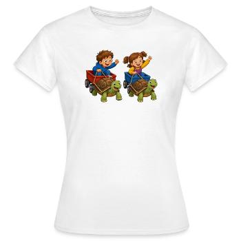Kids turtle race in handcart fun - Women's T-Shirt - white - Front - AI Model Female 172 dark (172cm)