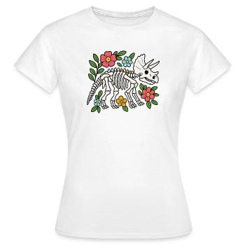 Triceratops Skeleton with Flowers - Women's T-Shirt - white - Front - AI Model Female 172 dark (172cm)