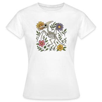 Pterodactylus Skelett mit Blumen - Frauen T-Shirt - Weiß - Vorne - AI Model Female 172 dark (172cm)