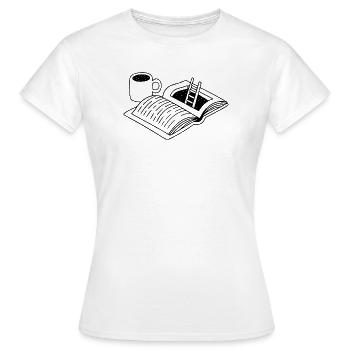 Lesen & Kaffee | Flucht - Frauen T-Shirt - Weiß - Vorne - AI Model Female 172 dark (172cm)