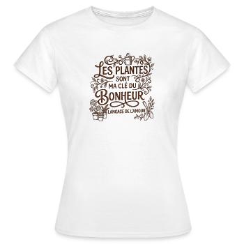 Les Plantes sont ma Cle du Bonheur - Jardinage - T-shirt Femme - blanc - Devant - AI Model Female 172 dark (172cm)