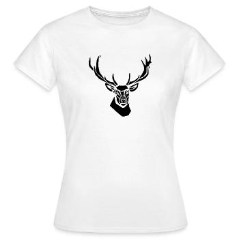 Schwarzes Grafisches Reh – Geometrisches Porträt - Frauen T-Shirt - Weiß - Vorne - AI Model Female 172 dark (172cm)