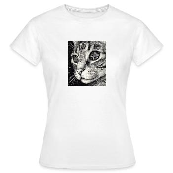 Hypnotischer Katzenblick im All - Frauen T-Shirt - Weiß - Vorne - AI Model Female 172 dark (172cm)