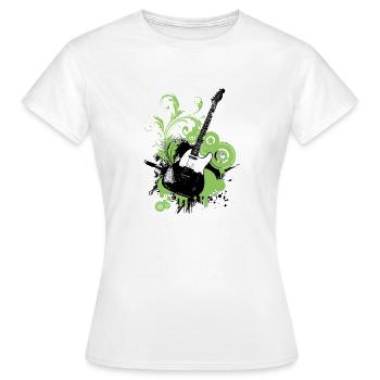 Guitare Verte Florale Graphique - T-shirt Femme - blanc - Devant - AI Model Female 172 dark (172cm)