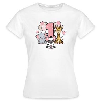 Safari des peluches pour le premier anniversaire - T-shirt Femme - blanc - Devant - AI Model Female 172 dark (172cm)