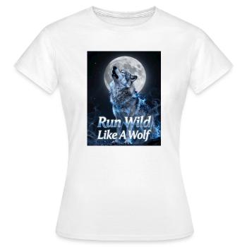 Wild wie ein Wolf – Mondnächte - Frauen T-Shirt - Weiß - Vorne - AI Model Female 172 dark (172cm)