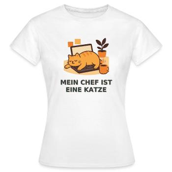 Katzenchef im Homeoffice – Geschenk für Katzenfans - Frauen T-Shirt - Weiß - Vorne - AI Model Female 172 dark (172cm)