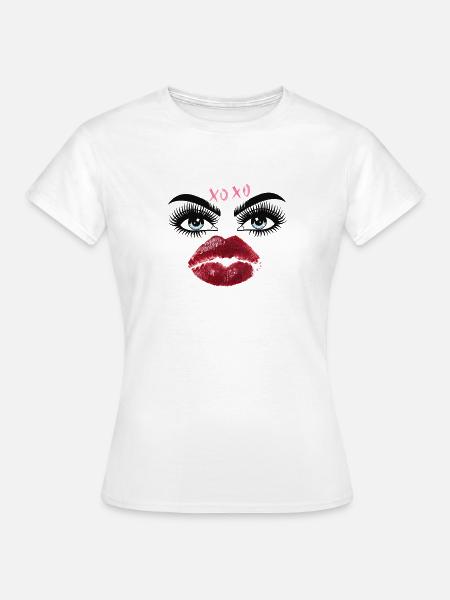 Kusslippen und Augen Glamour - Frauen T-Shirt - Weiß
