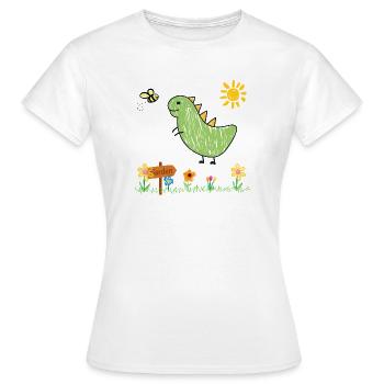 Dino Jardin Vert Enfant - T-shirt Femme - blanc - Devant - AI Model Female 172 dark (172cm)