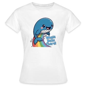 Regenbogenwal Hallo. - Frauen T-Shirt - Weiß - Vorne - AI Model Female 172 dark (172cm)