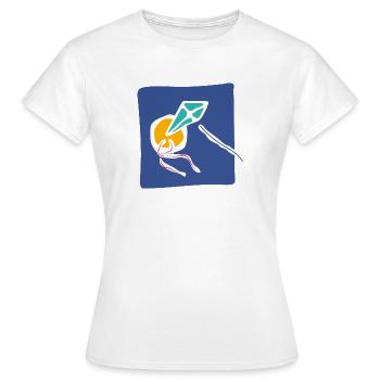 Kite in the Sky – Minimalistische Kunst - Frauen T-Shirt - Weiß - Vorne - AI Model Female 172 dark (172cm)