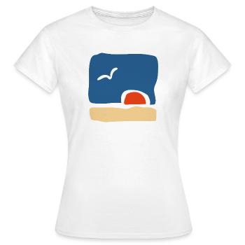 Oiseau au coucher du soleil – Art minimaliste - T-shirt Femme - blanc - Devant - AI Model Female 172 dark (172cm)